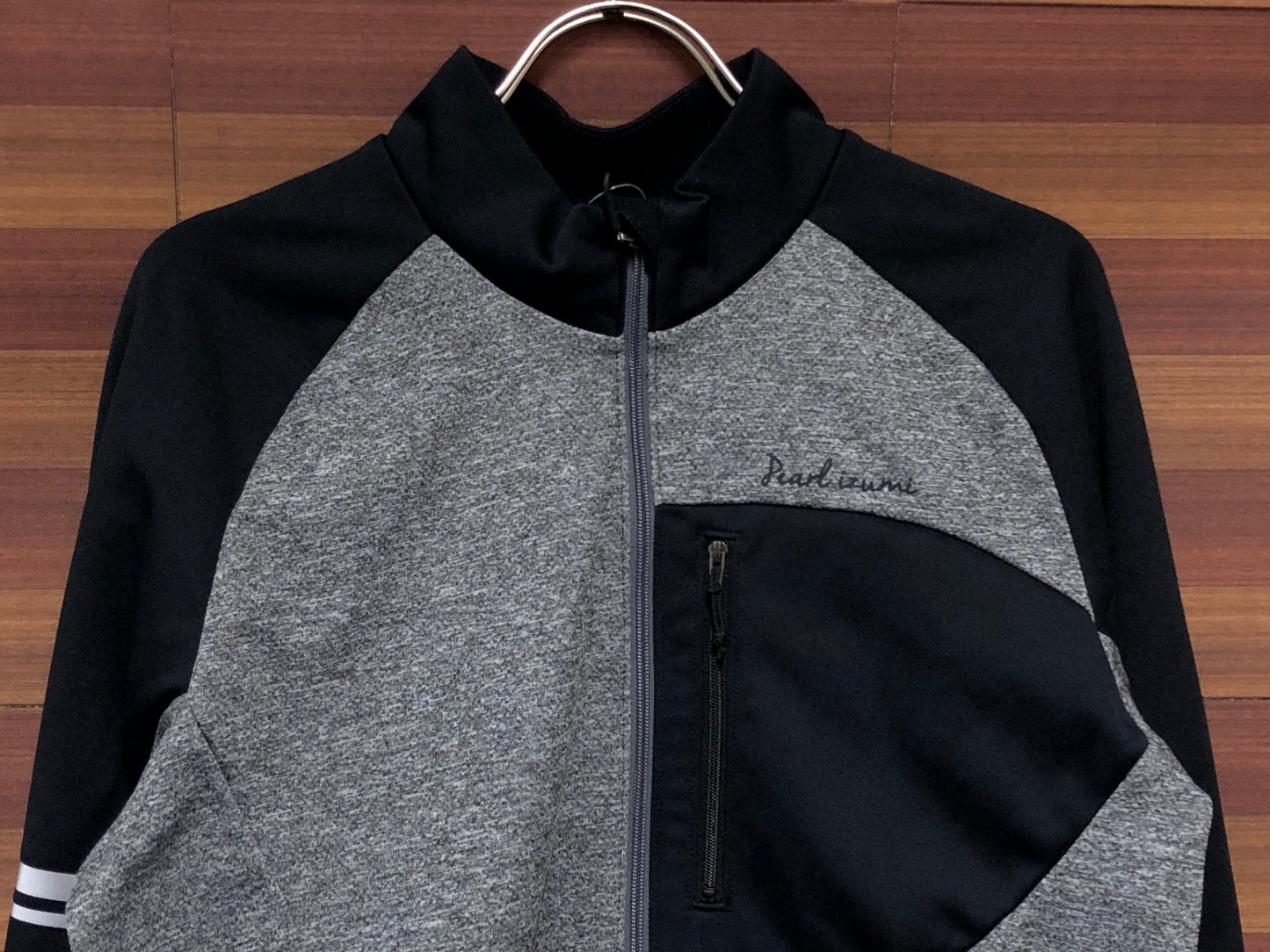 IQ698 パールイズミ PEARL iZUMi 長袖 サイクルジャケット グレー 黒 XL 裏起毛