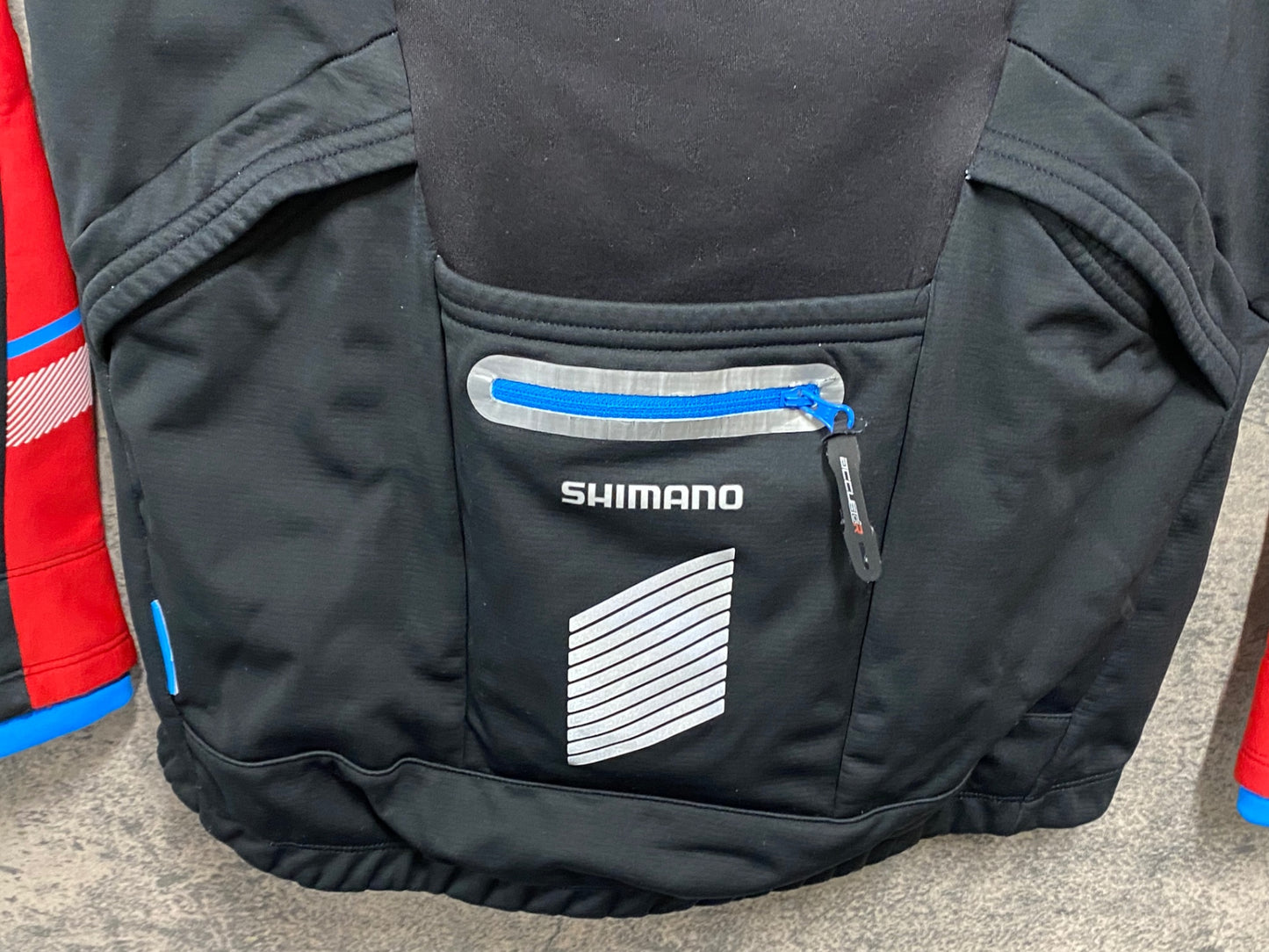 JB556 シマノ SHIMANO 長袖 サイクルジャケット 赤 黒 L 裏起毛