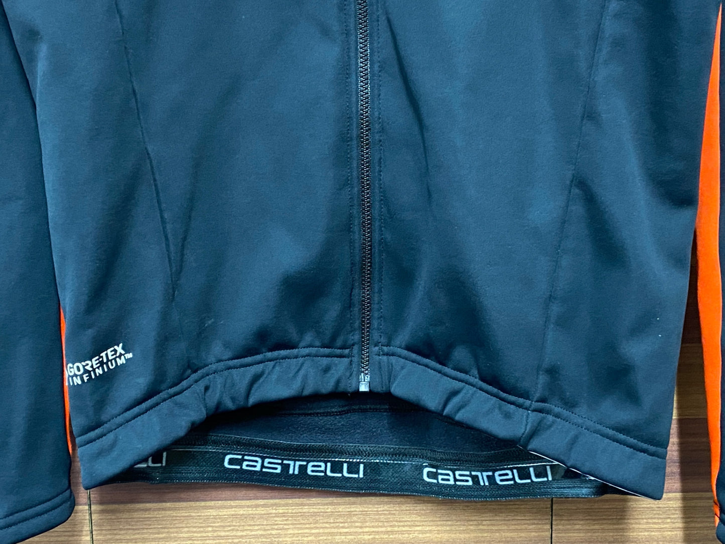 IH605 カステリ CASTELLI 長袖 サイクルジャケット 黒 オレンジ S 裏起毛 GORE-TEX INFINIUM