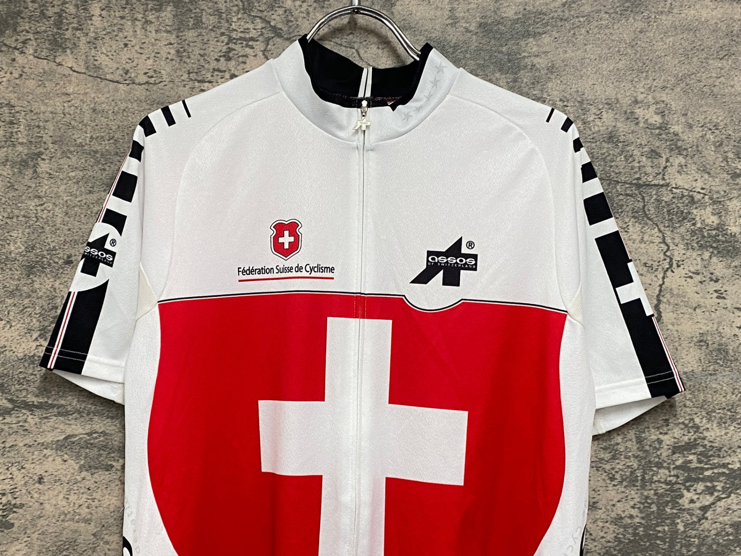 IZ547 アソス assos federation Swiss Jersey 半袖 サイクルジャージ 白 赤 XL
