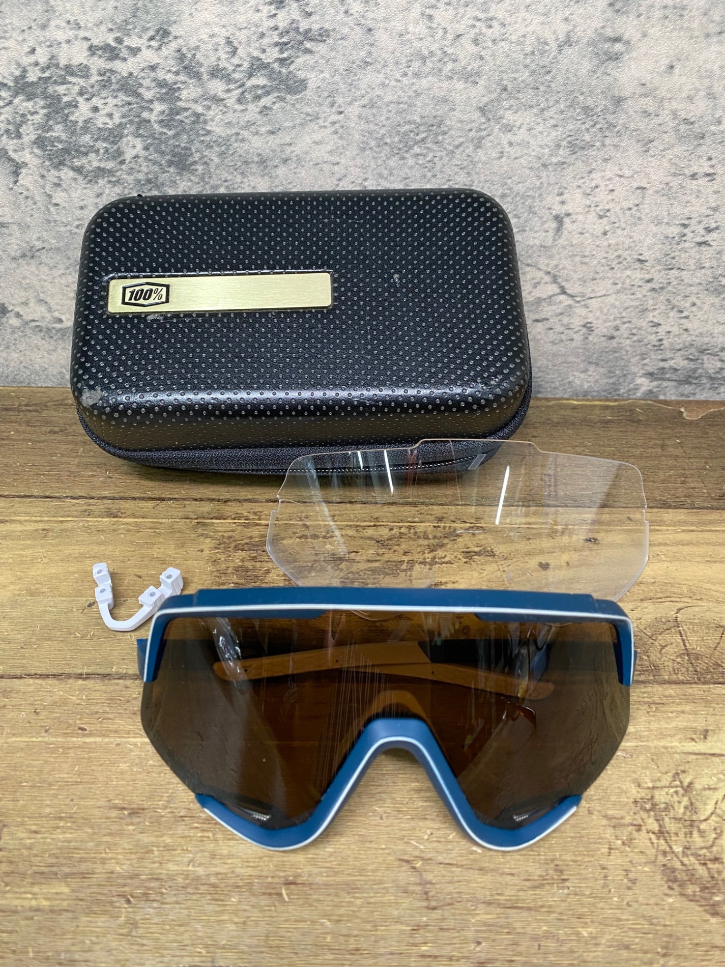 JB138 100％ GLENDALE サングラス アイウェア 紺 グレー レンズブラウン クリアレンズ付属 ※ベタツキ