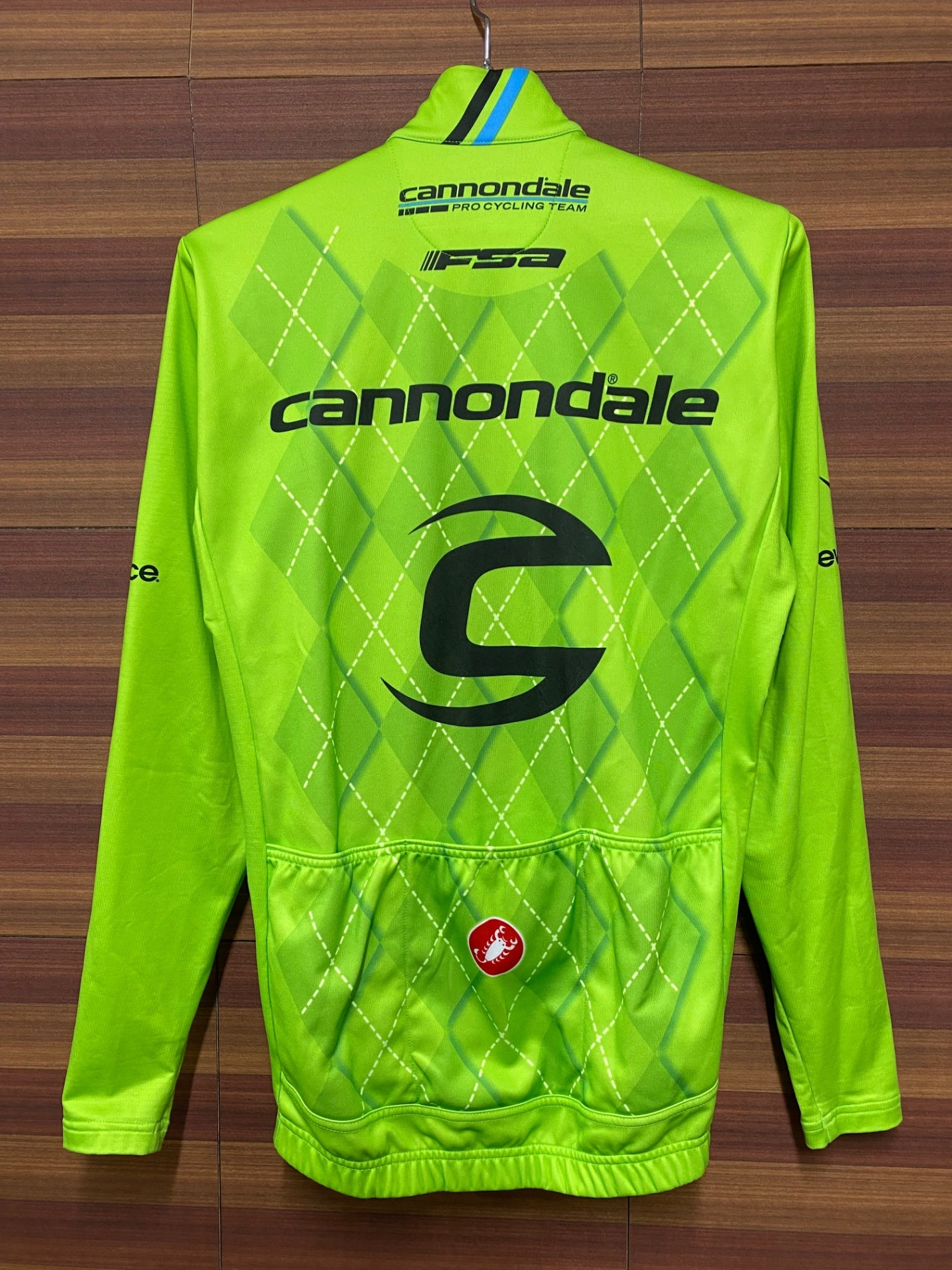 IN520 カステリ CASTELLI 長袖 サイクルジャージ 黄緑 M cannondale PRO CYCLING TEAM
