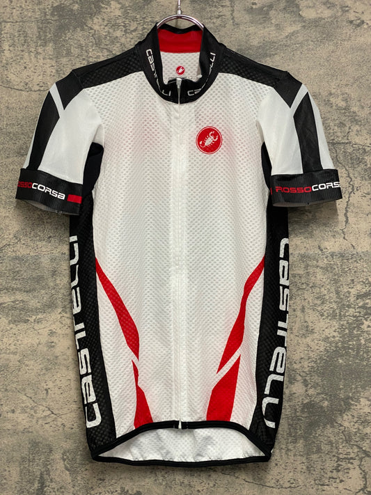 IZ474 カステリ CASTELLI 半袖 サイクルジャージ 白 黒 S