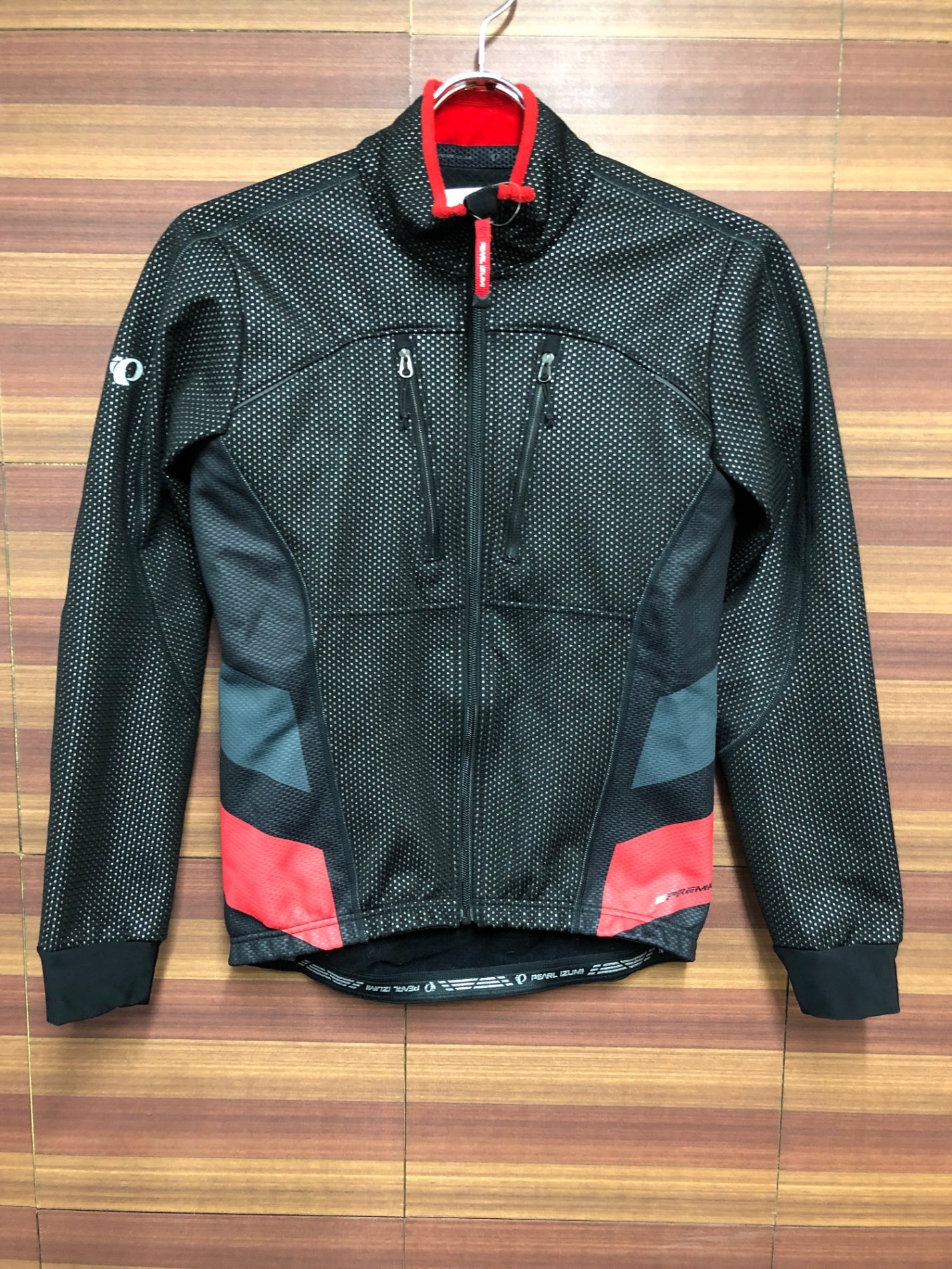 IC762 パールイズミ PEARL iZUMi 長袖サイクルジャケット 黒 赤 S 裏起毛 ※匂い