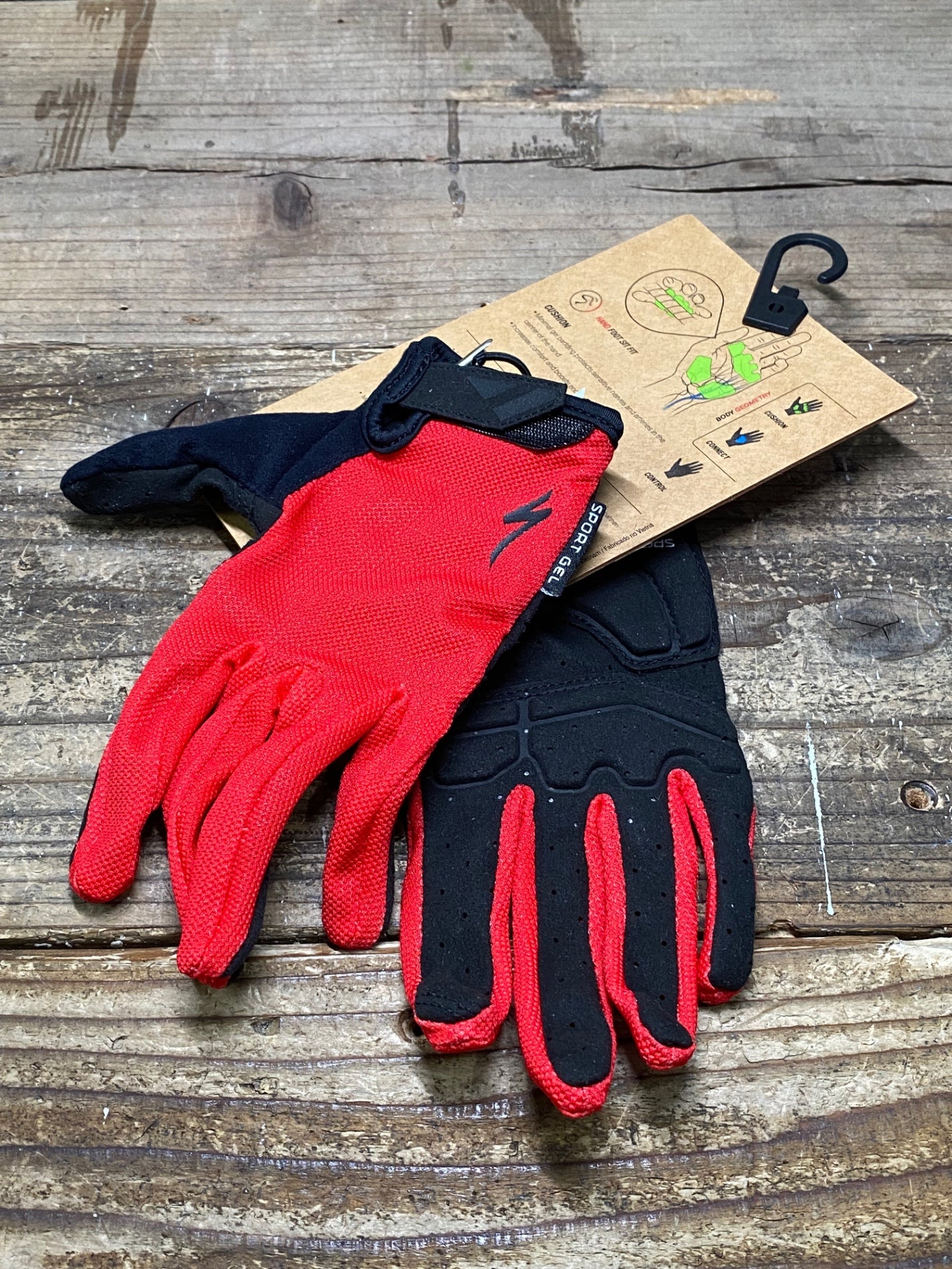 HI262 スペシャライズド SPECIALIZED BG SPORT GEL WMN 長指 サイクル グローブ 赤 M