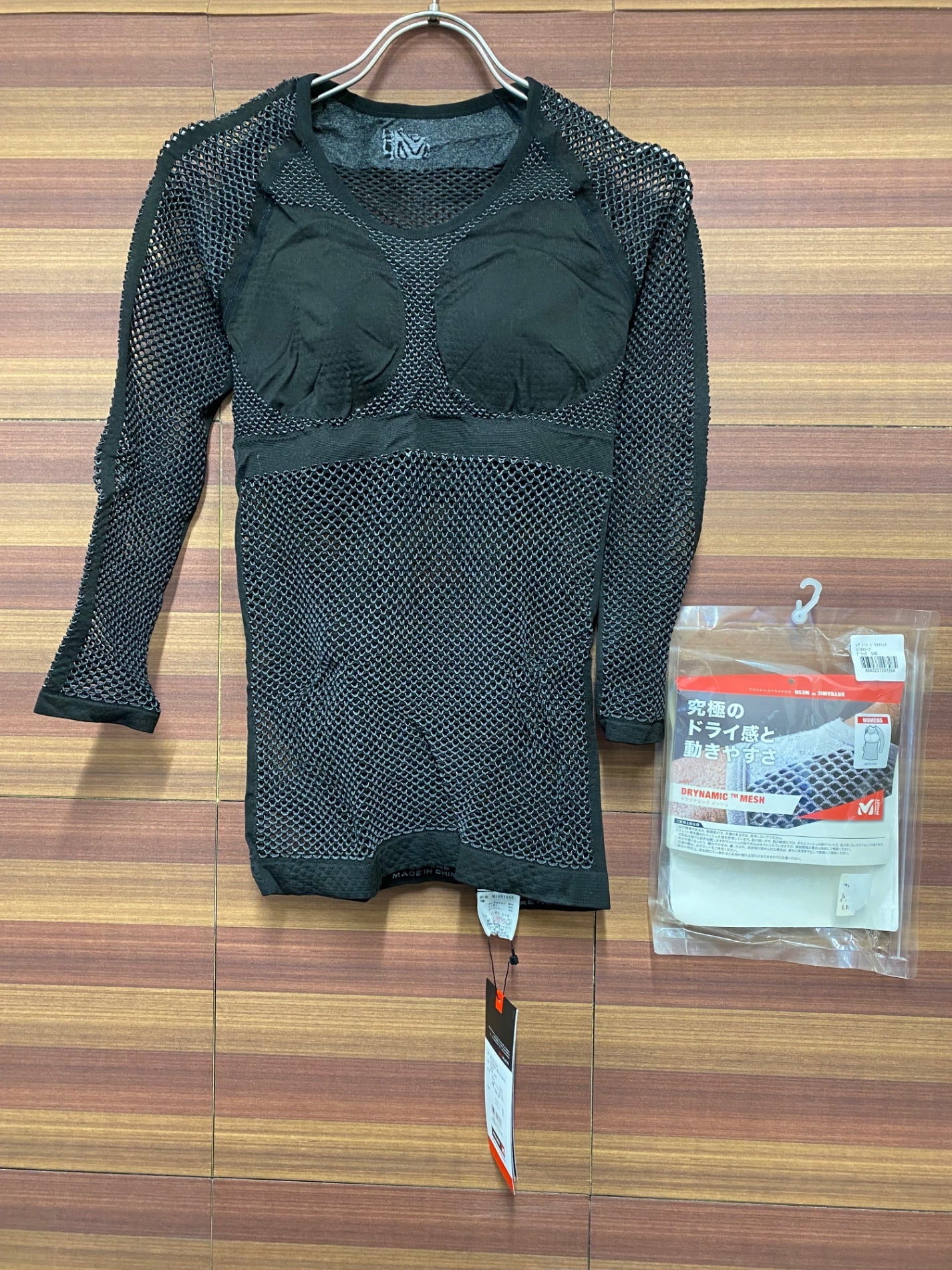 IQ213 ミレー MILLET 七分袖 ベースレイヤー 黒 レディース サイズSAB メッシュ