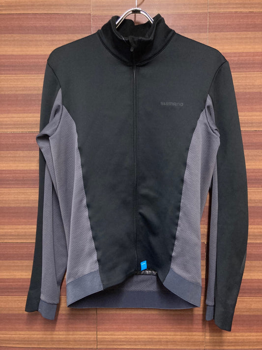 IK912 シマノ SHIMANO 長袖 サイクルジャージ 黒 薄紫 L 裏起毛 ※動物の毛