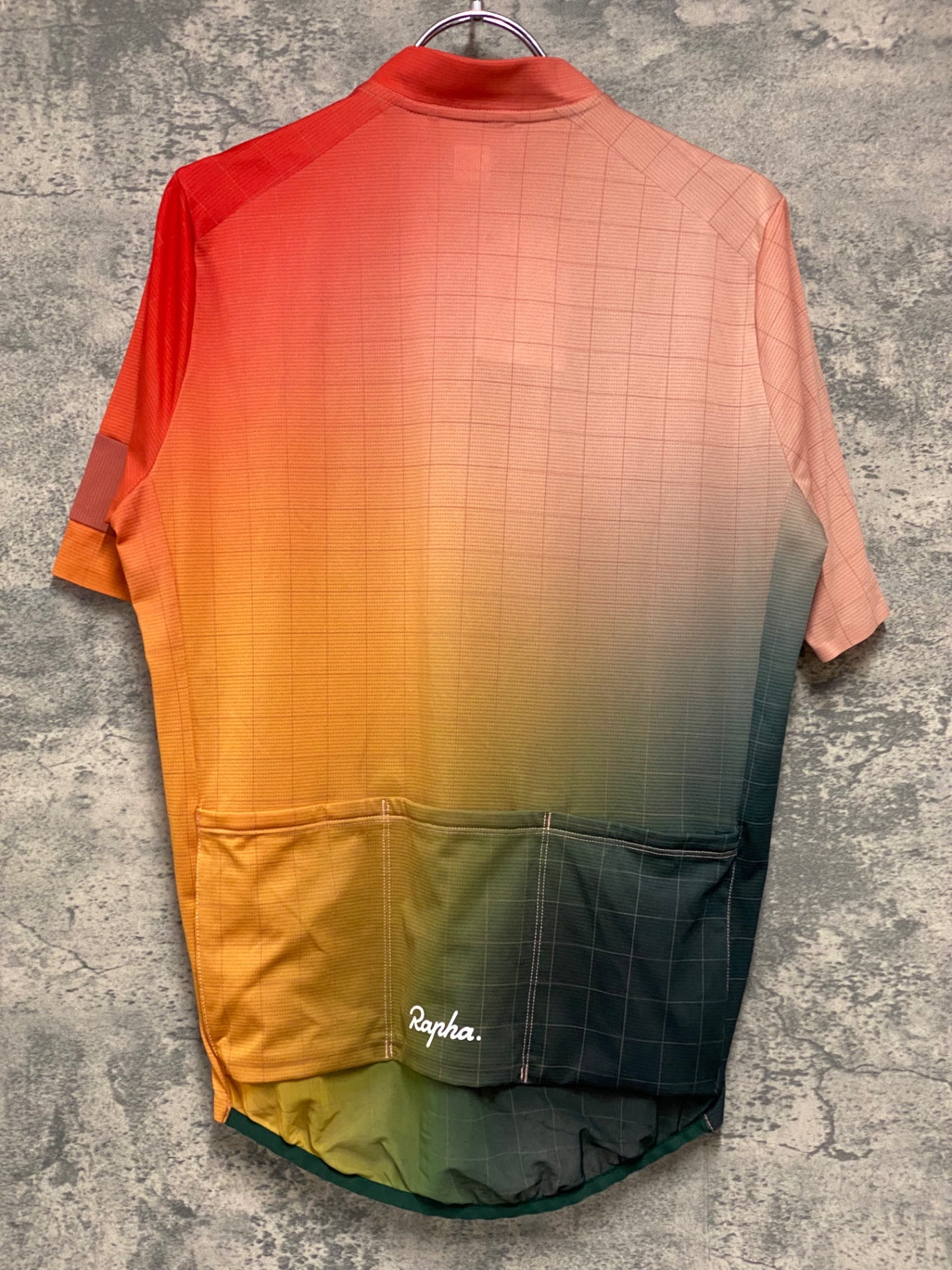 JB826 ラファ Rapha CLASSIC FLYWEIGHT JERSEY 半袖サイクルジャージ 緑ピンク黄 M 裾ゴム伸び