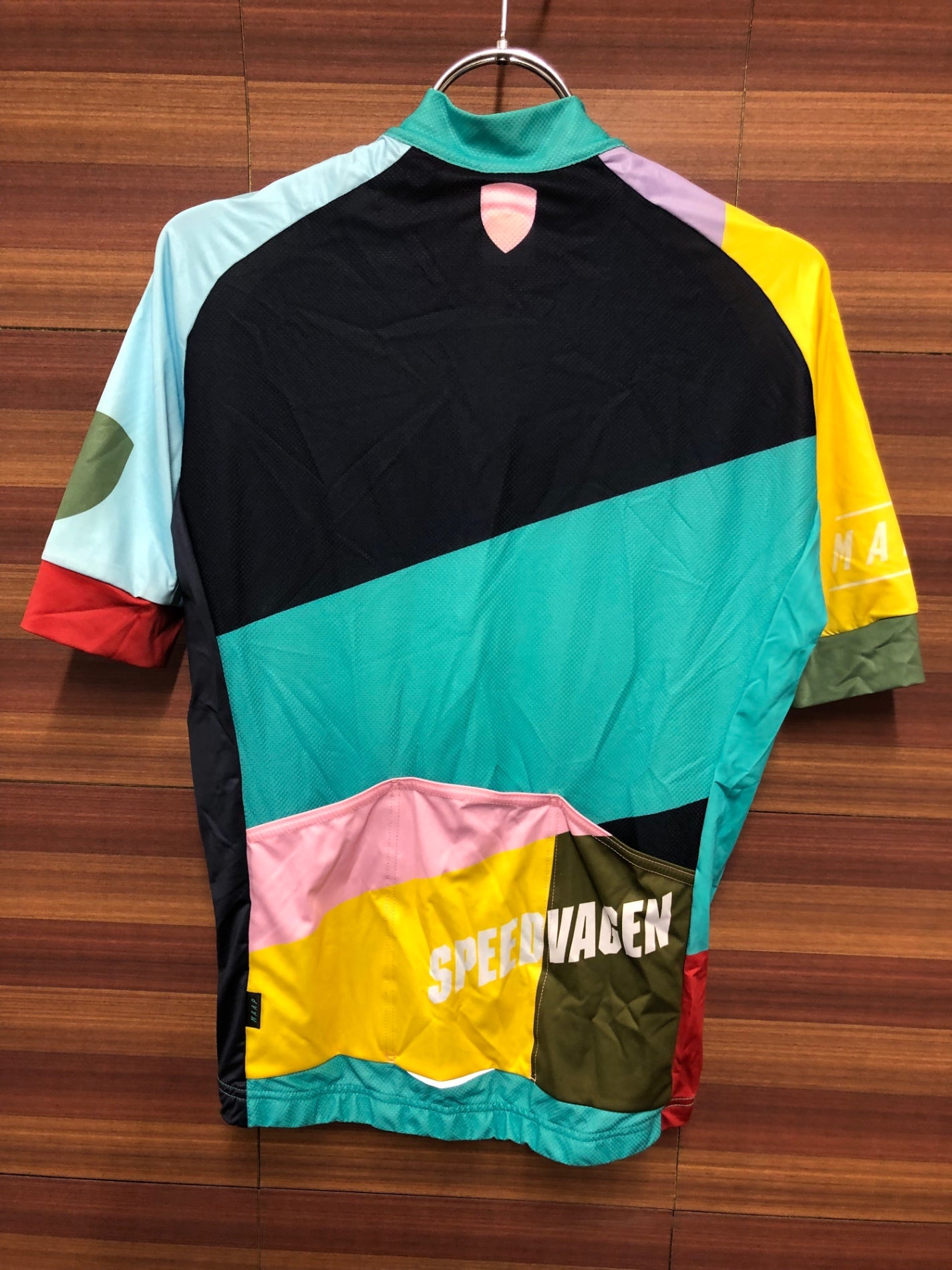 IO695 マープ MAAP 半袖 サイクルジャージ 水色 紺 総柄 S