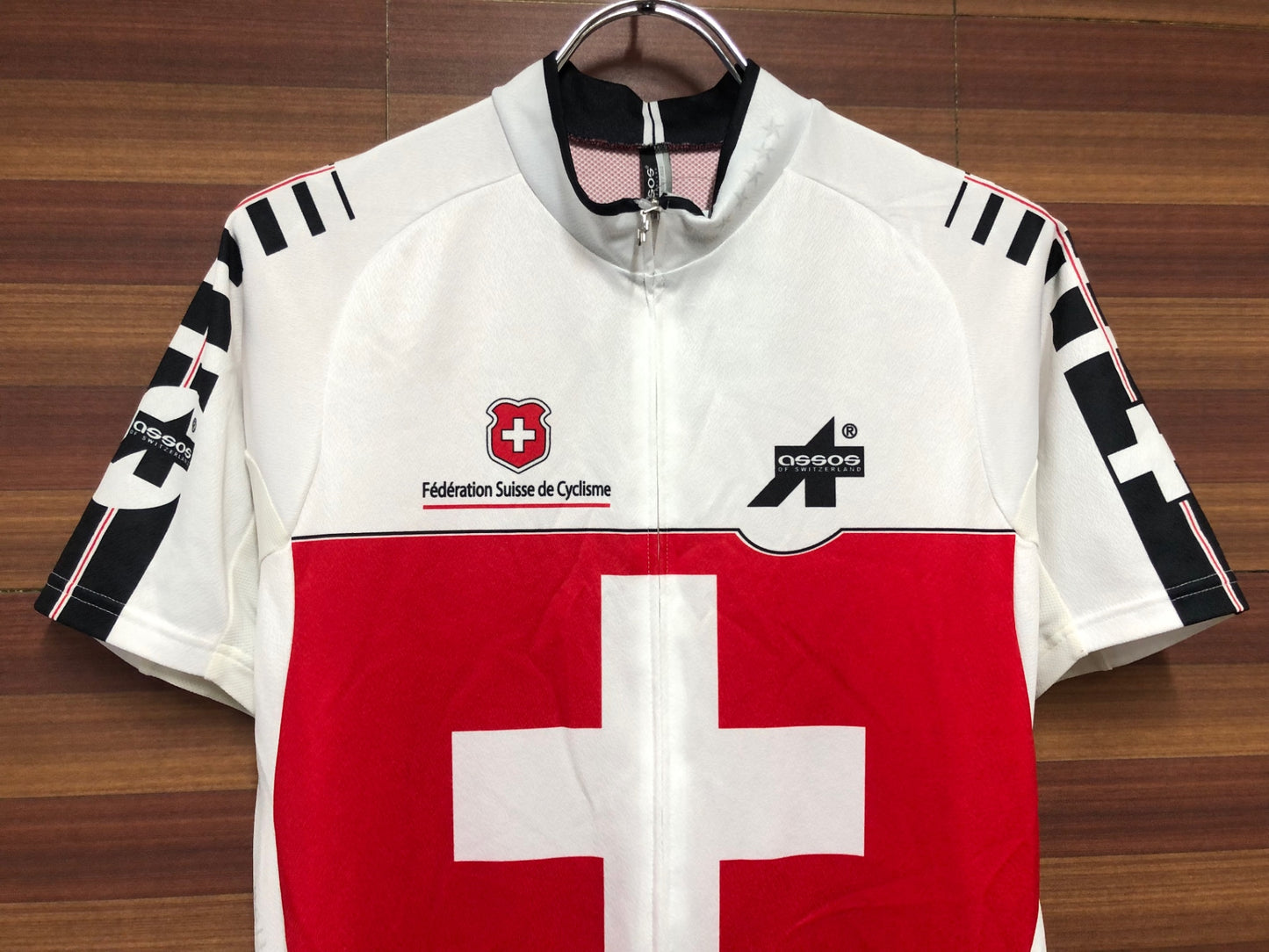 II212 アソス assos federation Swiss Jersey 半袖 サイクルジャージ 白赤 L