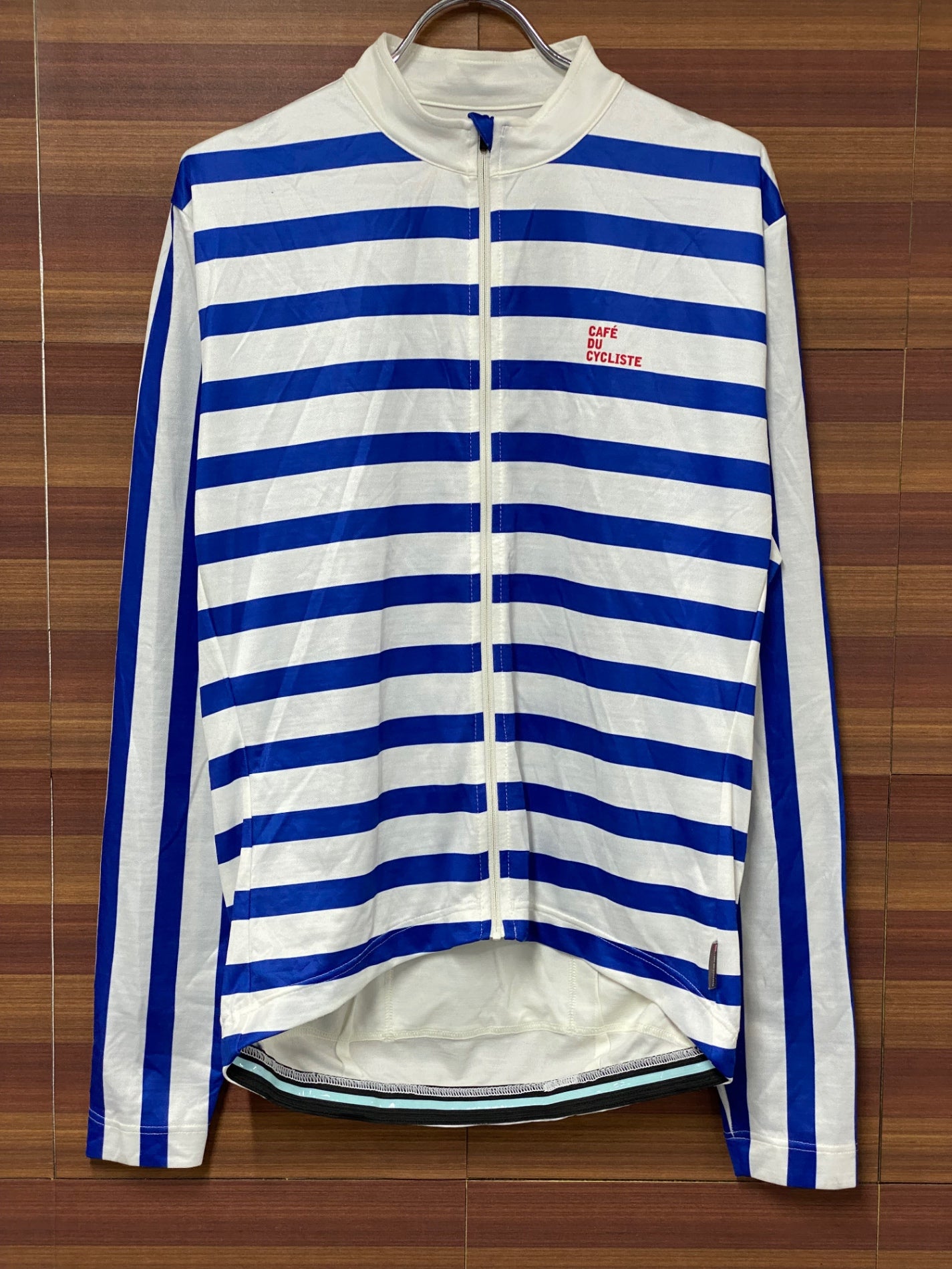 IO566 カフェドシクリステ CAFE DU CYCLISTE 長袖 サイクルジャージ 白青 ボーダー XL