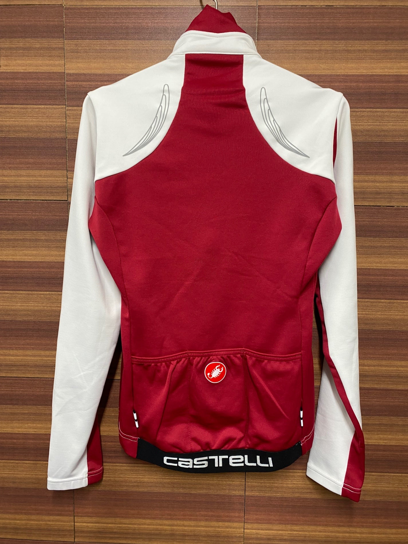 HV805 カステリ CASTELLI ロッソコルサ ROSSO CORSA 長袖 サイクルジャージ 白赤 S