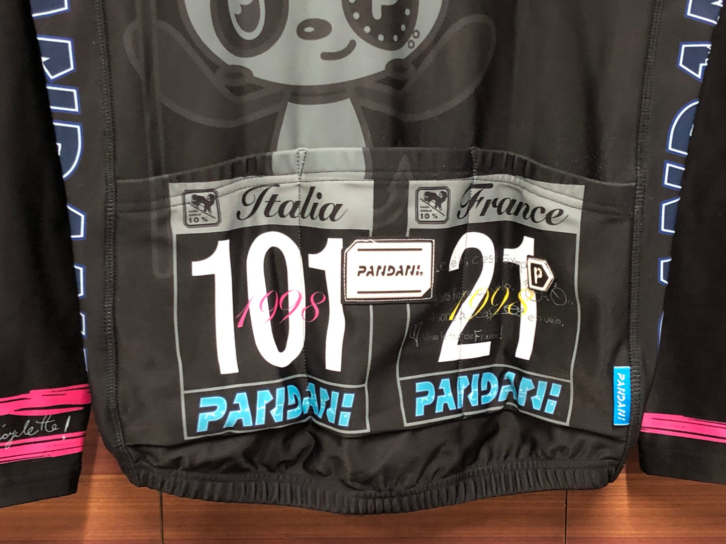 IS893 パンダー二 Pandani 長袖 サイクルジャージ 黒 M 裏起毛