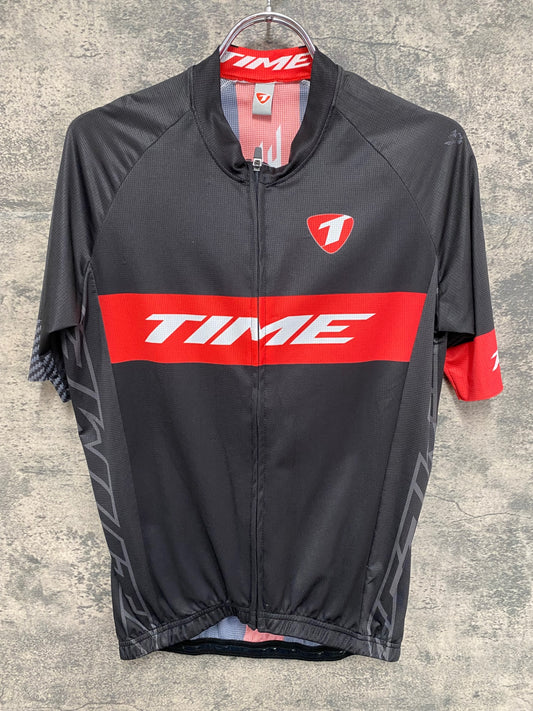 IW571 タイム TIME 半袖 サイクルジャージ 黒赤 S