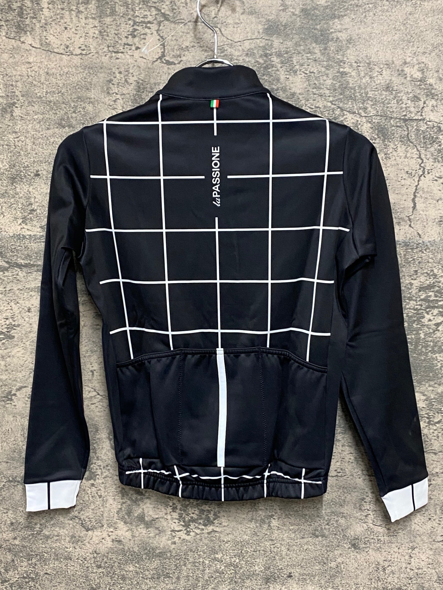 JB575 ラパッション la PASSIONE 長袖 サイクルジャージ 黒 白 XS 裏起毛