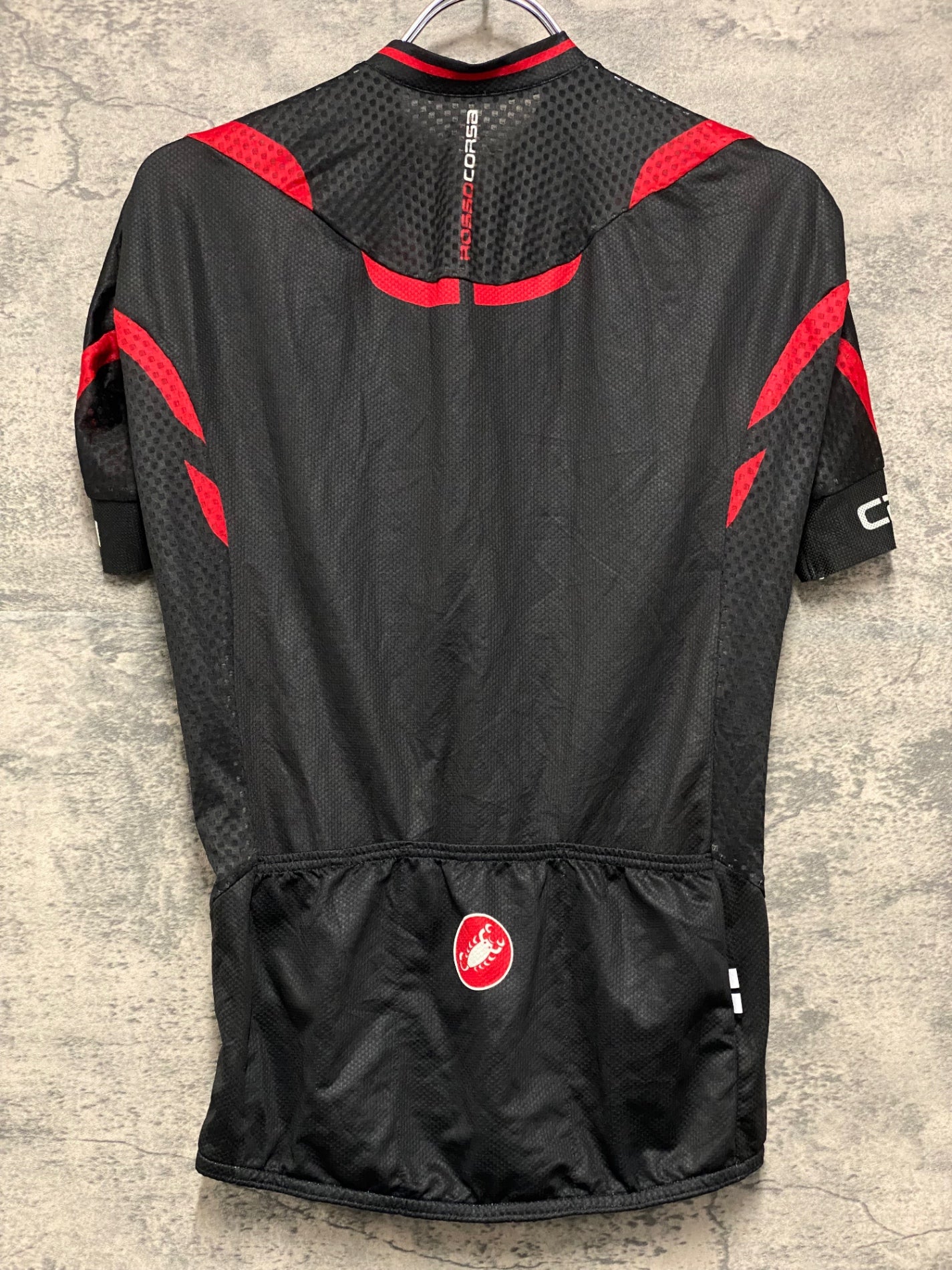 IZ473 カステリ CASTELLI ROSSOCORSA 半袖 サイクルジャージ 黒 赤 S