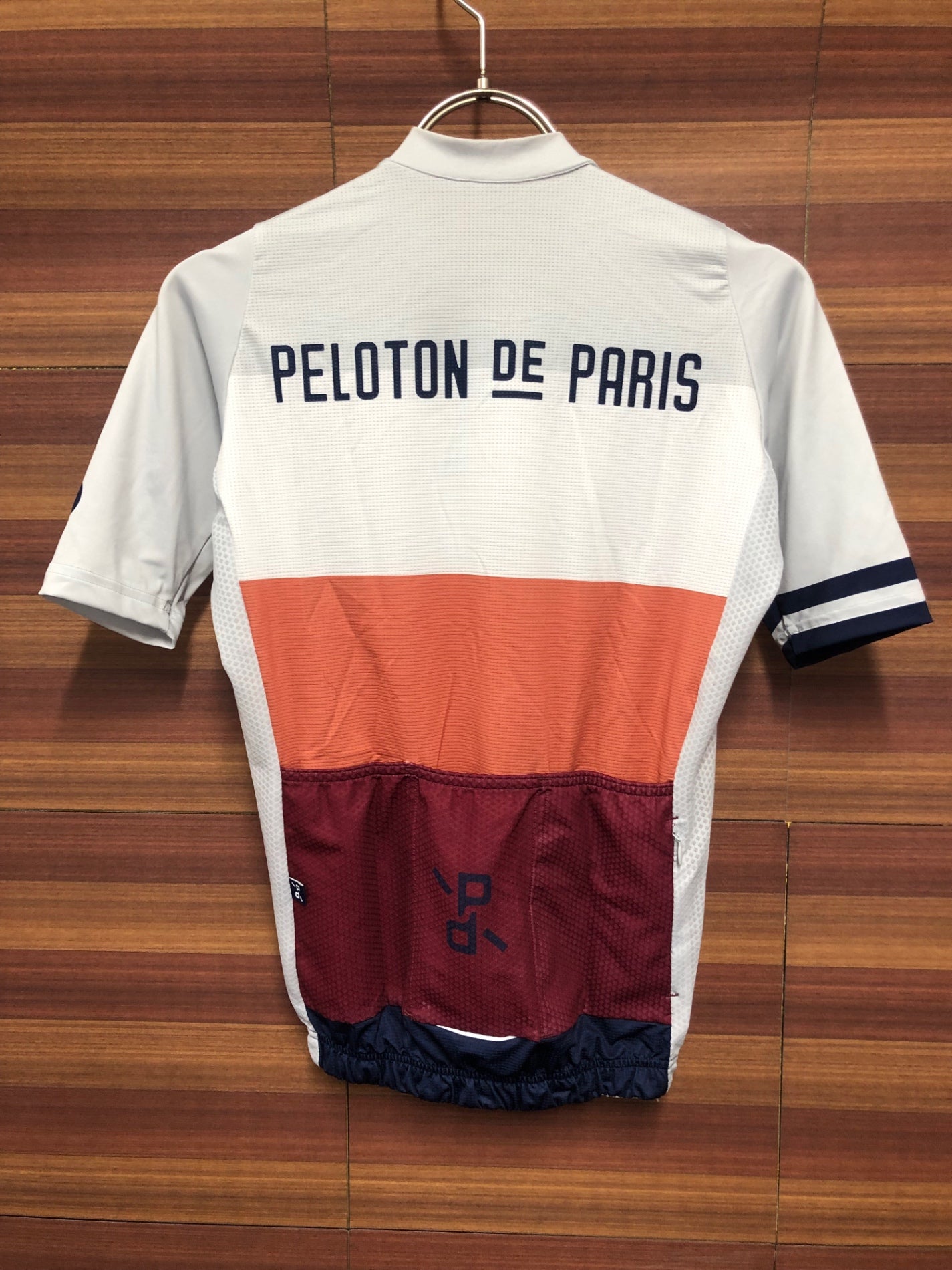 IQ752 プロトンドパリ PELOTON DE PARIS 半袖 サイクルジャージ 白 オレンジ 赤 XS