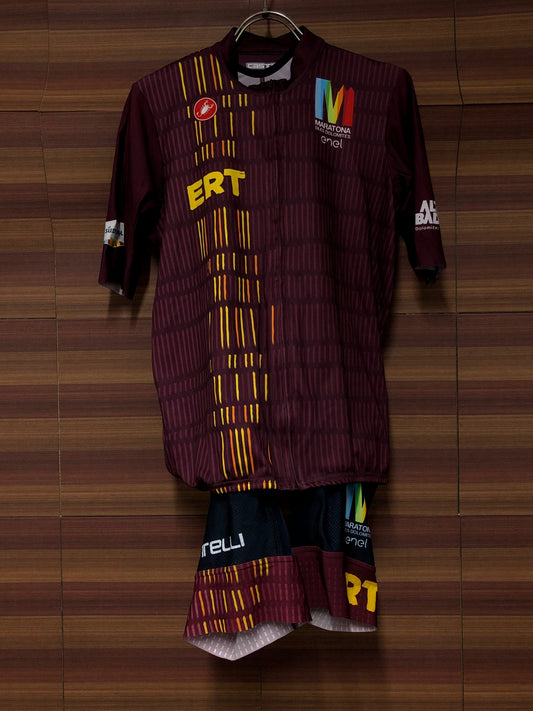 IK723 カステリ CASTELLI MARATONA DLES DOLOMITES 半袖サイクルジャージ ビブショーツ ワインレッド Lサイズ 上下セット