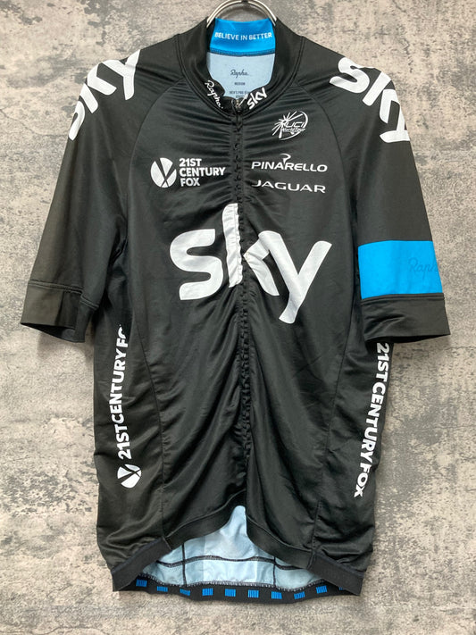 IW744 ラファ Rapha MEN'S PRO TEAM JERSEY 半袖 サイクルジャージ 黒 水色 M TEAM sky ※擦れ、よれ