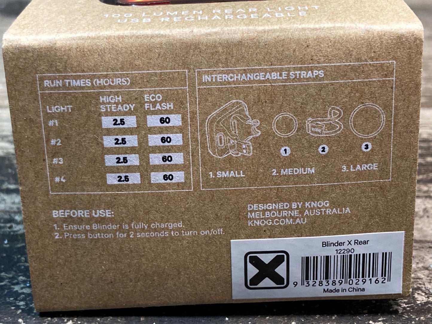 IR304 ノグ knog BLINDER FLASH PATTERN BIKE LIGHT SWUARE テールライト