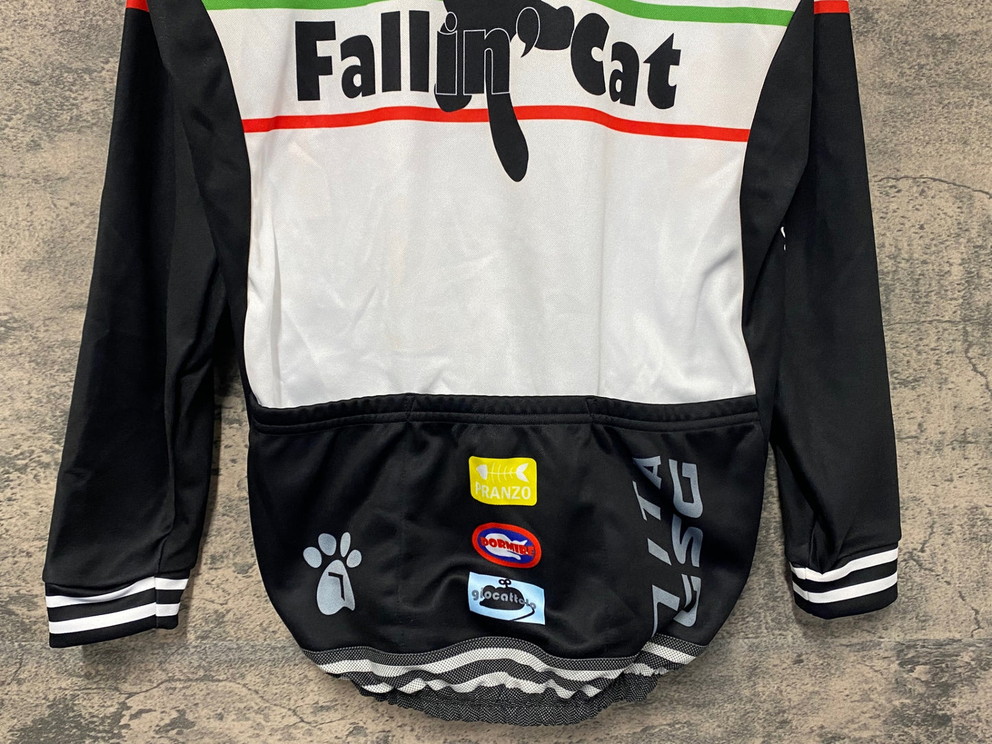 JA163 ジェッセージ SGS 7ITA 長袖 サイクルジャージ 白 黒 XL 裏起毛 Climbin' Cat