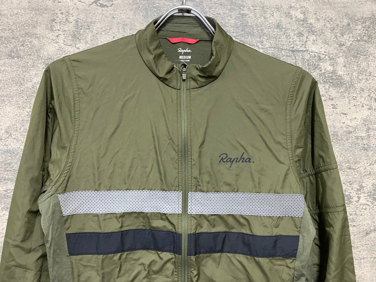 JC965 ラファ Rapha BREVET SLEEVE WINDBLOCK JERSEY 長袖 サイクルジャージ カーキ M 裏起毛