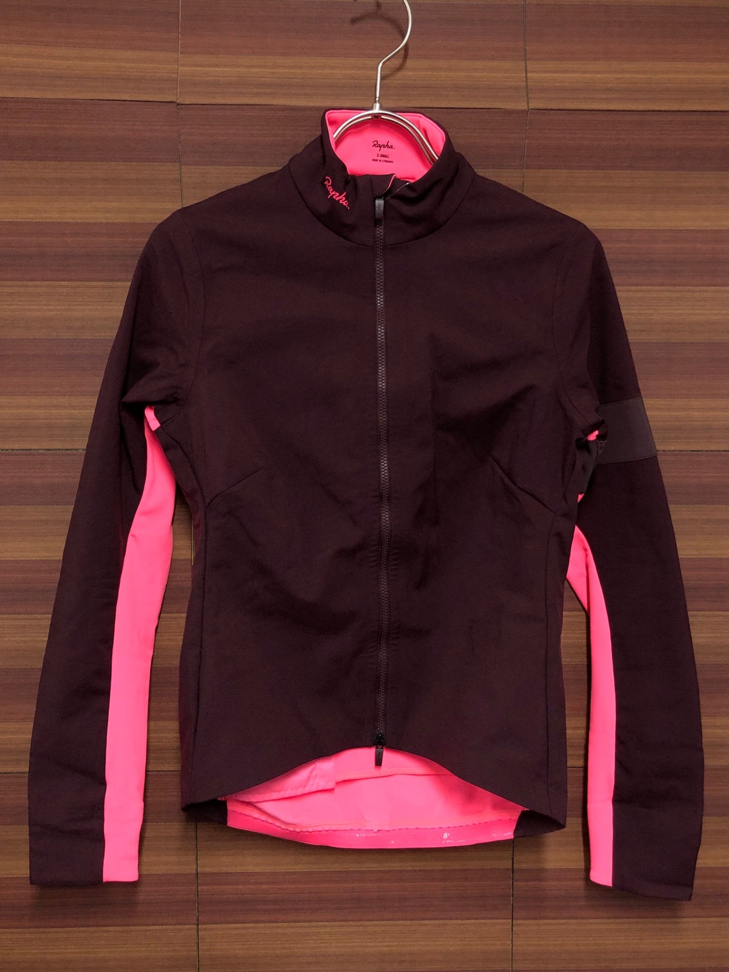 IO909 ラファ Rapha SOUPLESSE TRAINING JACKET WINE TASTING 長袖 サイクルジャケット ワインレッド ピンク XS 裏起毛 ※汚れ
