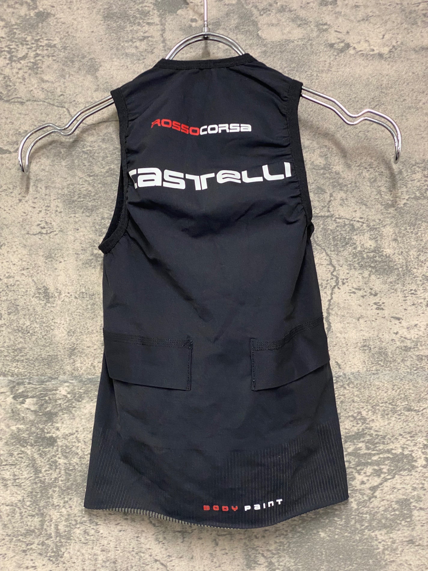 IZ469 カステリ CASTELLI ROSSOCORSA BODY PAINT ジレ サイクルベスト 黒 XS ※ゴム切れ