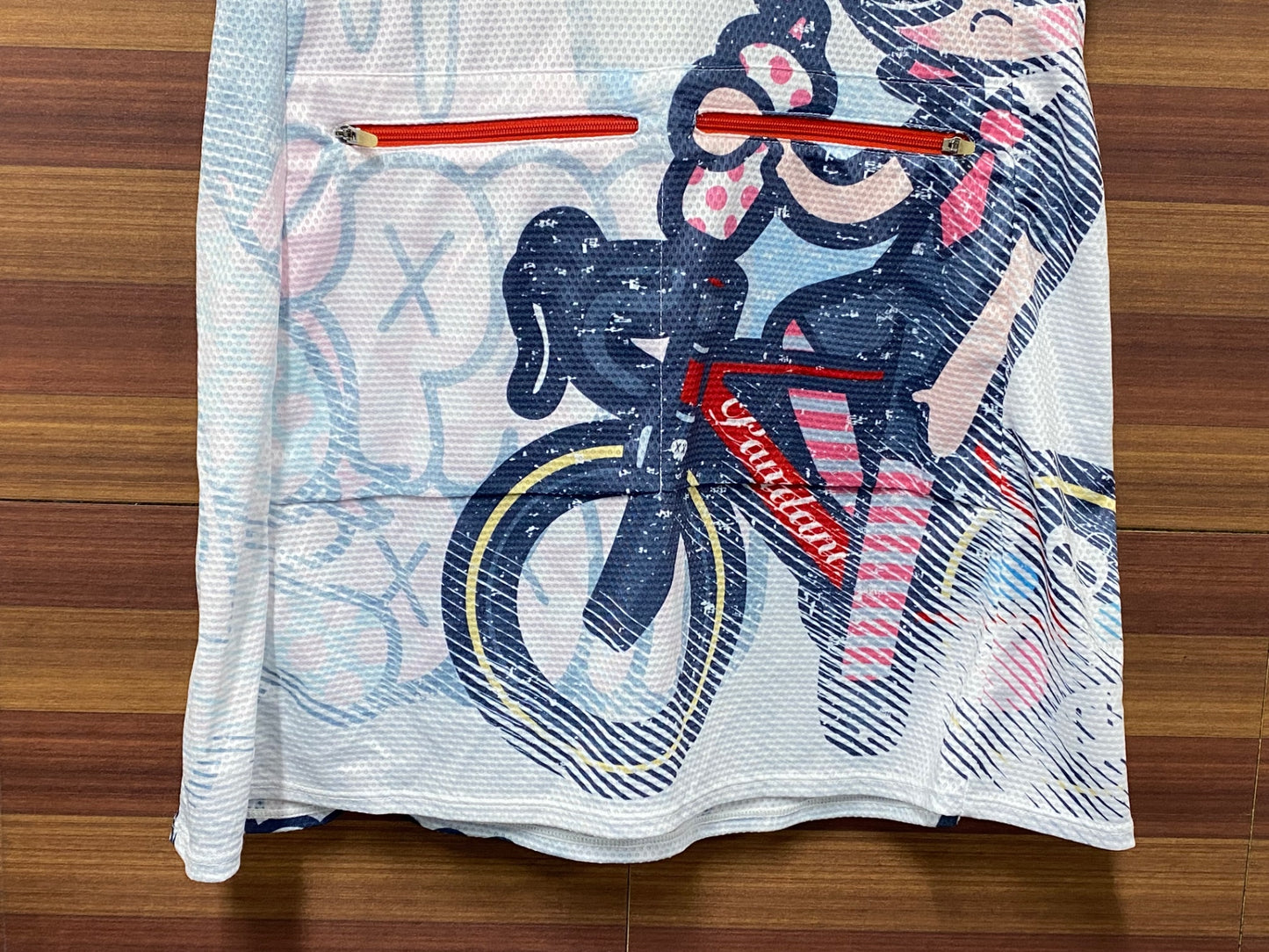 IT121 パンダーニ Pandani 半袖 サイクルジャージ スカート 一体型 白 総柄 M レディース