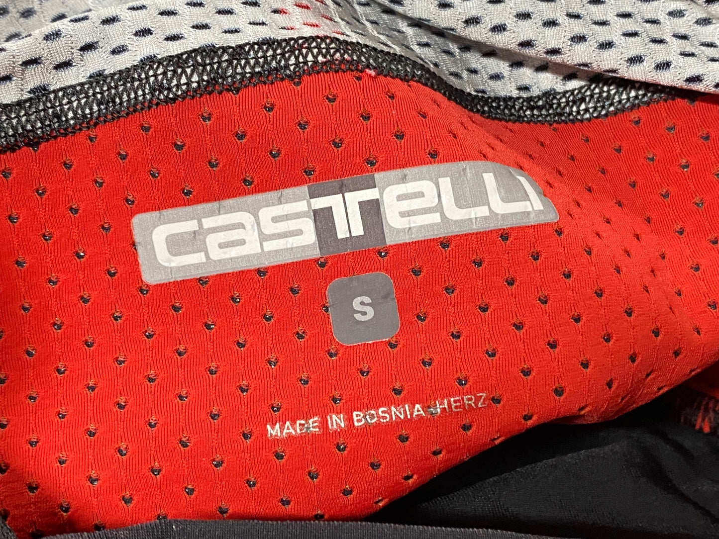 IH959 カステリ CASTELLI ロッソコルサ ROSSO CORSA ビブタイツ 黒 S 裏起毛 ※日焼け、擦れ