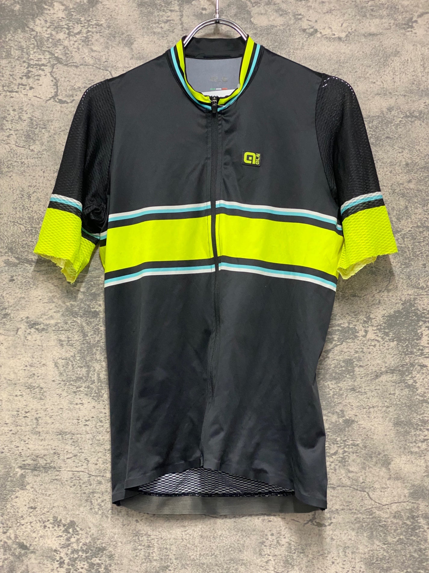 IZ411 アレ ALE 半袖 サイクルジャージ 黒 黄 M
