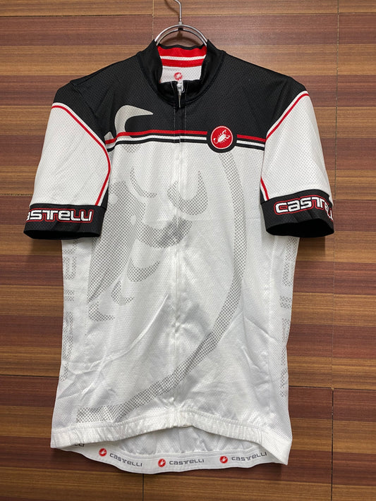 ID570 カステリ CASTELLI 半袖 サイクルジャージ 黒 白 S