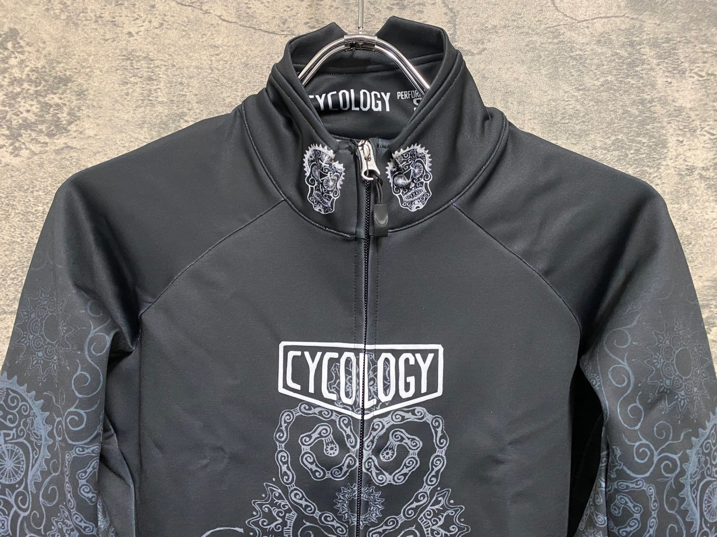 JC856 サイコロジー CYCOLOGY 長袖 サイクルジャージ 黒 龍 S 裏起毛