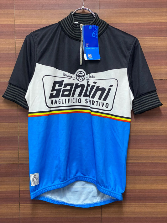 IE732 サンティーニ Santini 半袖 サイクルジャージ 黒 青 M