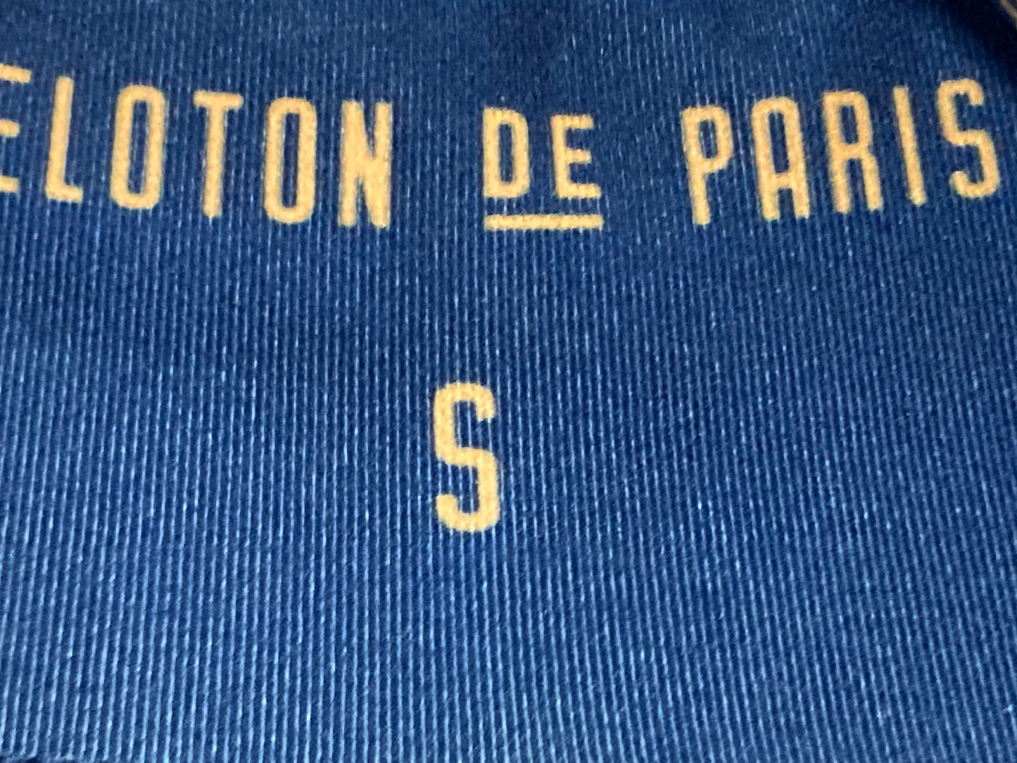 IM346 プロトンドパリ PELOTON DE PARIS 半袖 サイクルジャージ 青 黒 S ※色あせ、タバコ臭あり