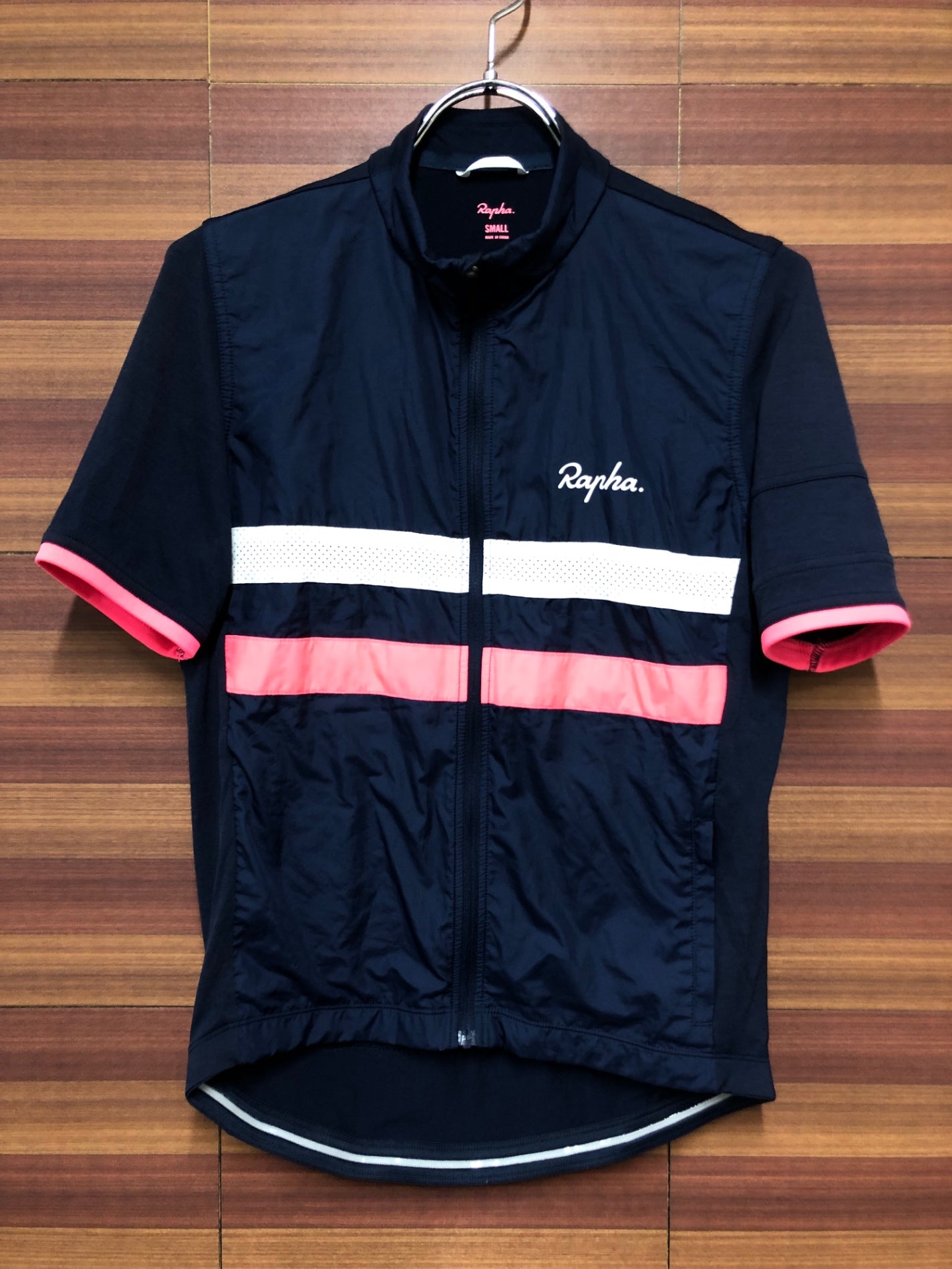 IH457 Rapha MEN'S SHORT SLEEVE WINDBLOCK BREVET JERSEY 半袖 S 紺 フィルム入り