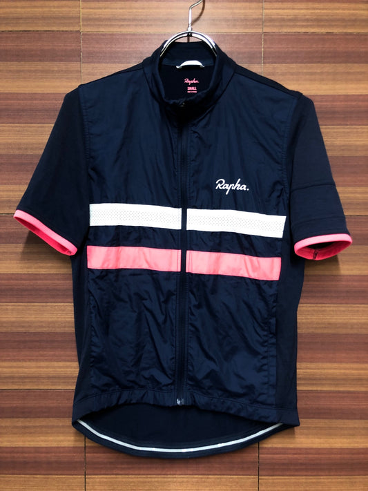 IH457 Rapha MEN'S SHORT SLEEVE WINDBLOCK BREVET JERSEY 半袖 S 紺 フィルム入り