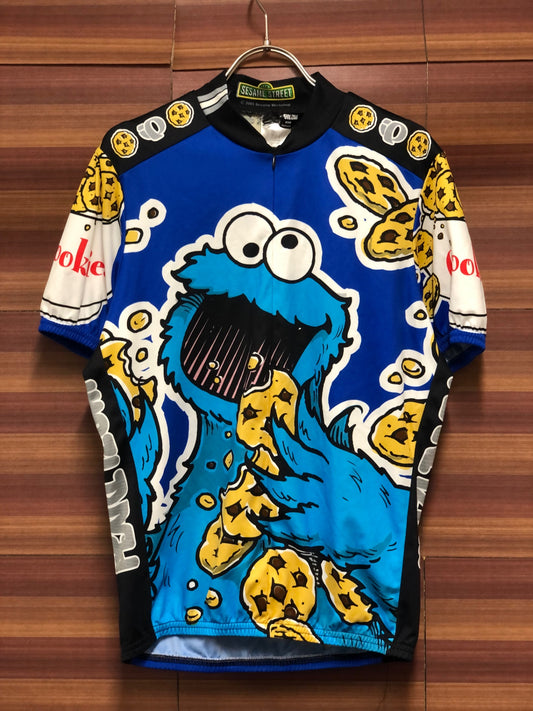 IV186 パールイズミ PEARL iZUMi 半袖 サイクルジャージ 総柄 S セサミストリート ※ほつれ,擦れ