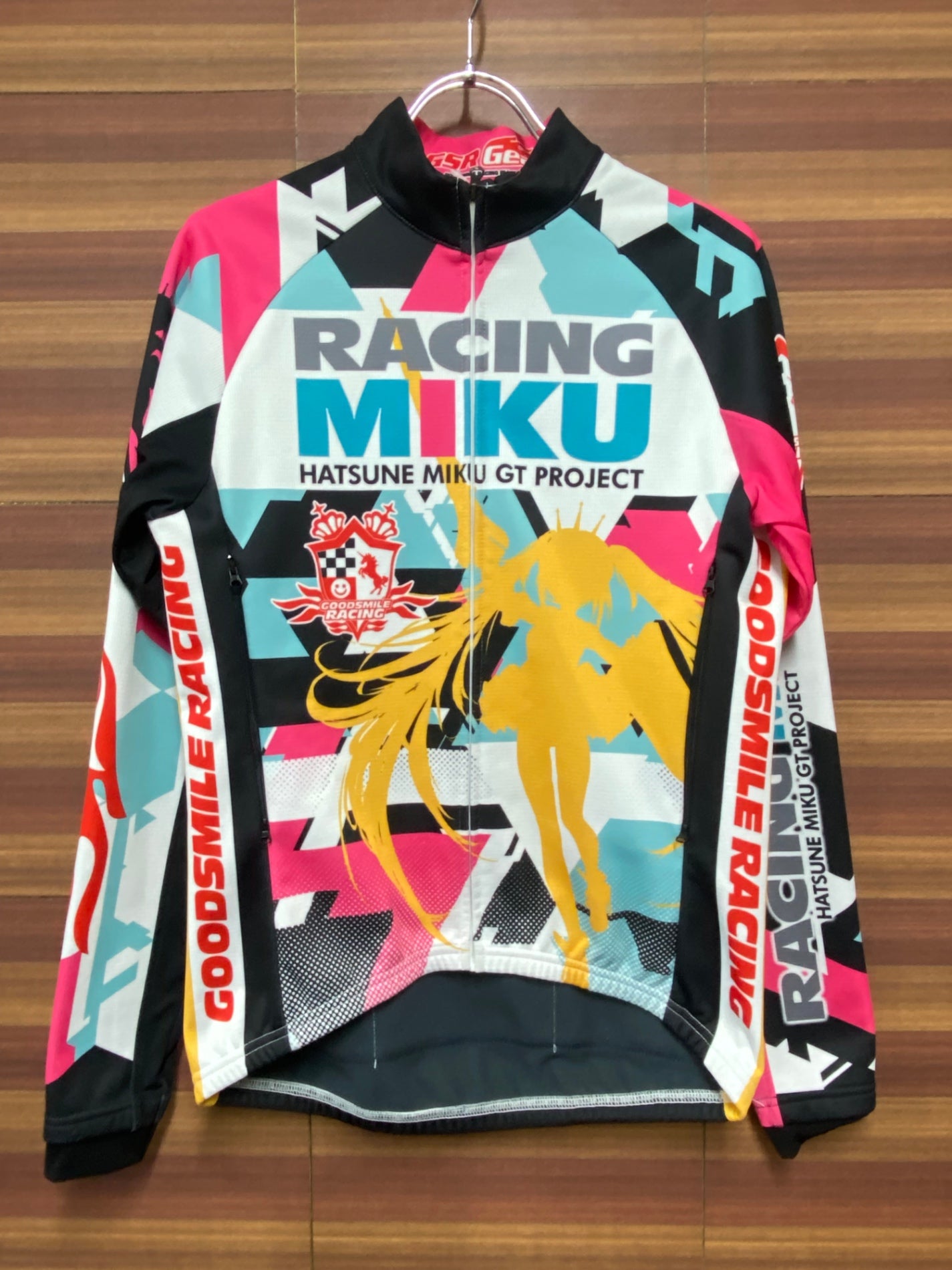 IK086 GSR Gear 長袖 サイクルジャケット 白 黒 ピンク M RACING MIKU 2015Ver. 痛ジャージ