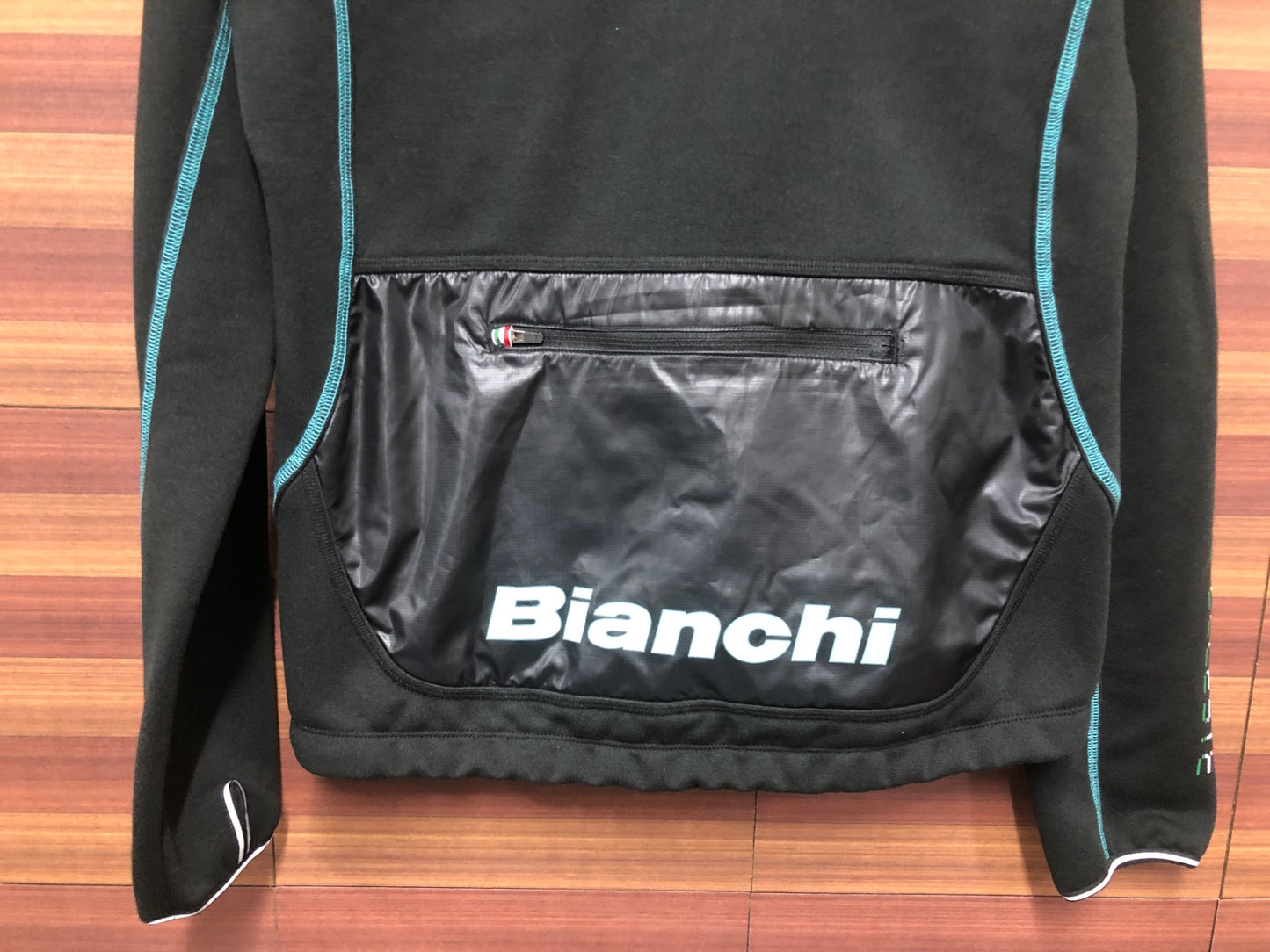 HU444 ビアンキ Bianchi 長袖 サイクルジャケット 裏起毛 黒 チェレステ L