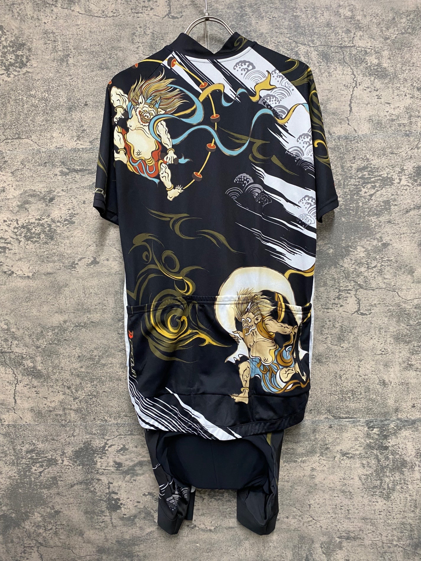 JB659 デコジャ DECOJA 半袖 サイクルジャージ レーサーパンツ 上下セット 黒 総柄 XL