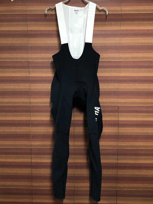 IP098 ラファ Rapha PRO TEAM WINTER TIGHTS WITH PAD Ⅱ ビブタイツ 黒 S 裏起毛 ※擦れ