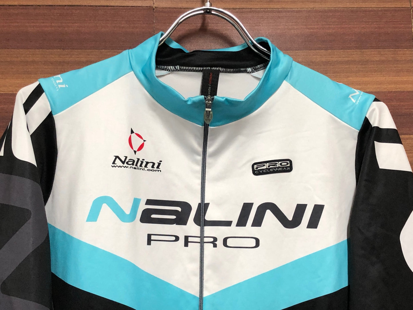 IM715 ナリーニ Nalini 半袖 サイクルジャージ 黒白青 XL 裏起毛