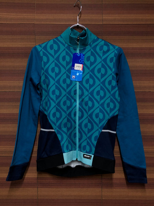 IN255 サンティーニ SMS SANTINI 長袖 サイクルジャージ 裏起毛 青 Mサイズ タグ付き ※毛玉あり