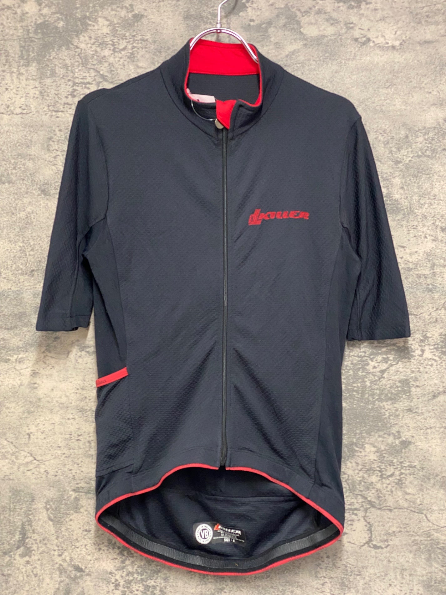 JB282 ヴェロビチ Velobici d KILLER 半袖 サイクルジャージ 黒 赤 SIZE-4 ※補修痕あり