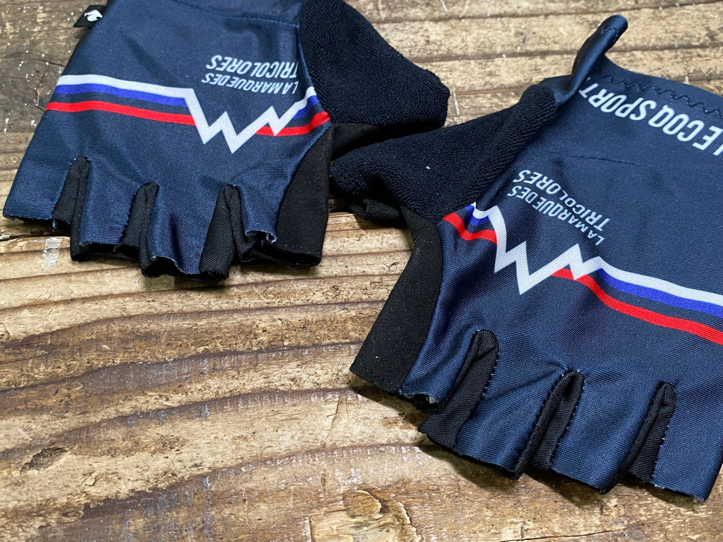 IW368 ルコックスポルティフ le coq sportif 指切 サイクルグローブ 紺 M