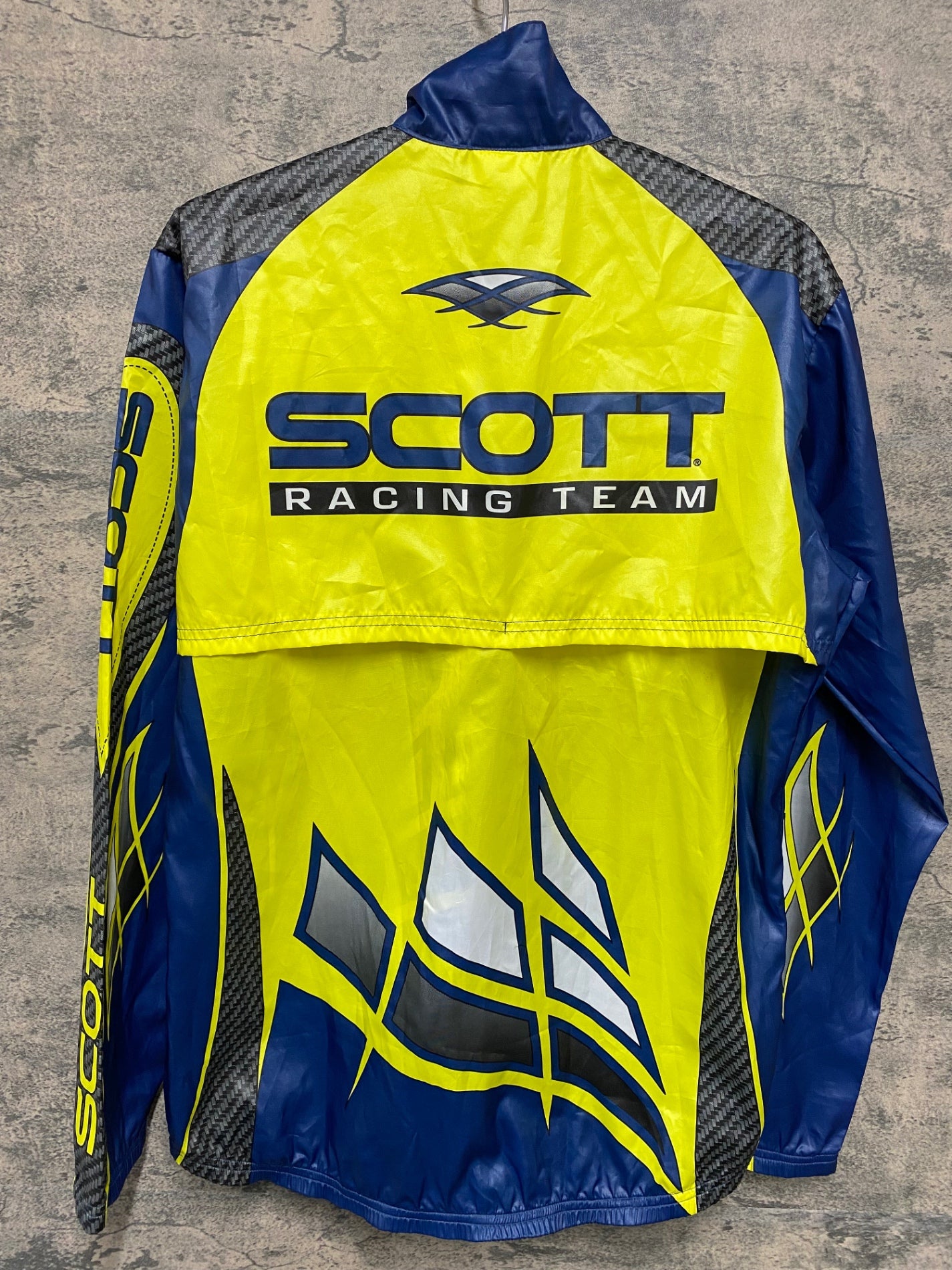 JC177 スコット SCOTT RACING 長袖 ウィンドブレーカー 黄青 サイズ不明 ビンテージ