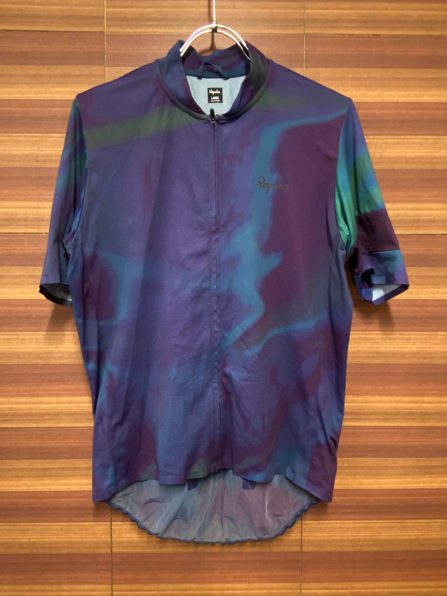 IJ969 ラファ Rapha MEN'S FLYWEIGHT JERSEY-CRIT PRINT 半袖 サイクルジャージ パープル ネイビー L