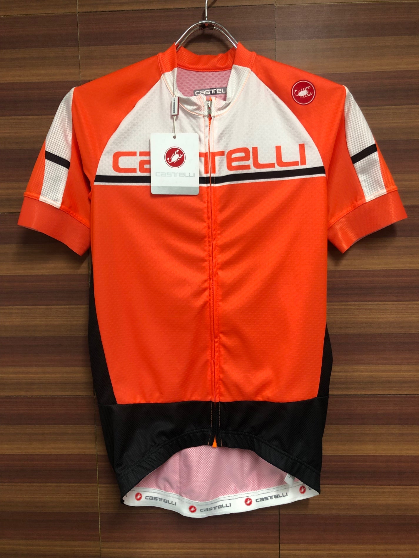 HX119 カステリ CASTELLI 半袖 サイクルジャージ オレンジ黒 M 未使用