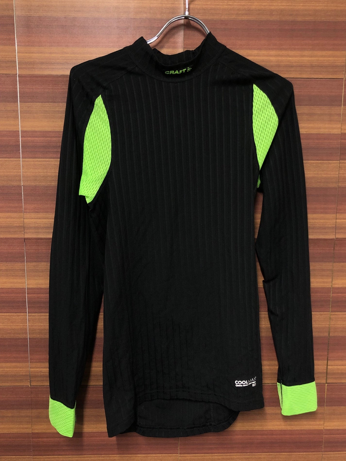 IT074 クラフト CRAFT 長袖 ベースレイヤー 黒 黄緑 S